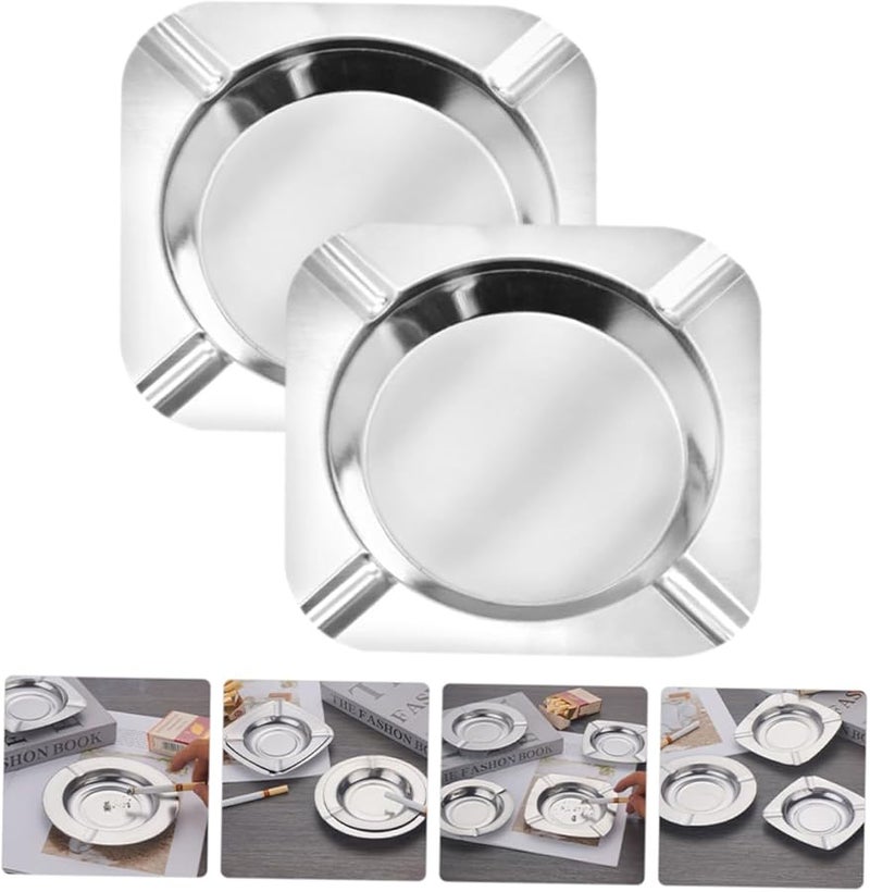 4 Pack Portable Stainless Steel Ashtrays for Outdoor Home Office Smokers Gift - Image 5